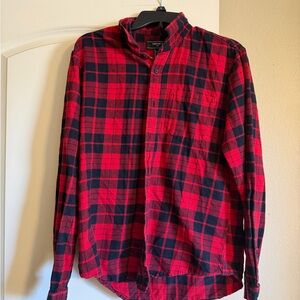 Forever 21 Red and Black Checkered Men's Shirt